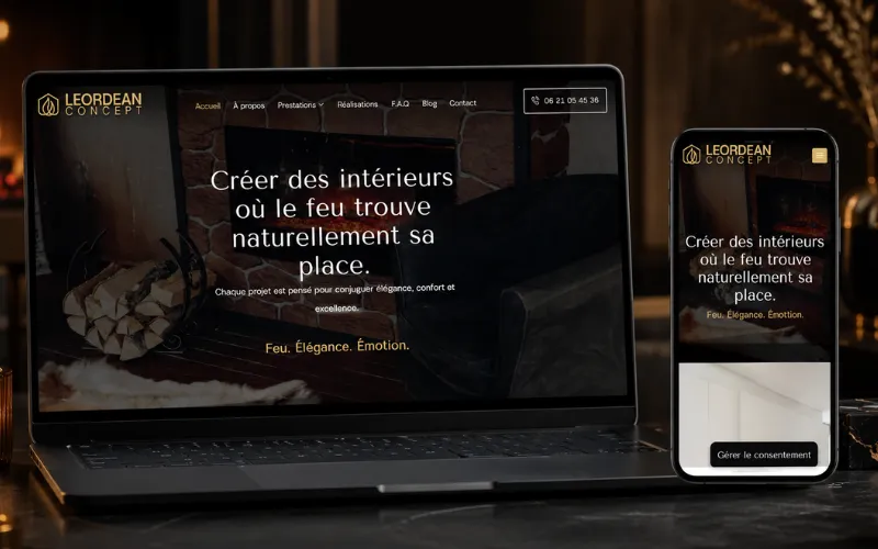Site web de Leordean Concept, spécialiste des poêles et cheminées